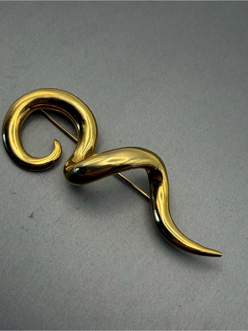 Gold-tone Serpent Abstract Brooch Pin